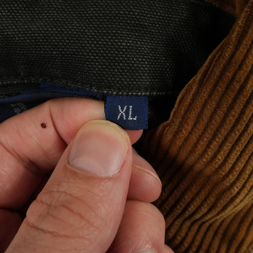 VTG Polo Ralph Lauren Chore Jacket Mens XL‎ Black Canvas Corduroy Trim Utility